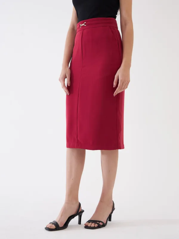 Katharine Embellished Pencil Skirt-Viva Magenta sold by Salt Attire