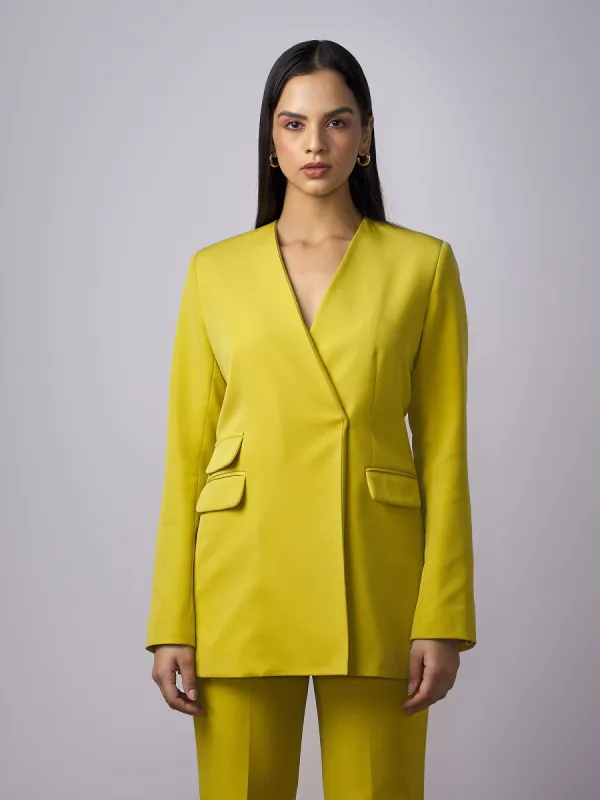 Jacqueline Clean Front Blazer-Chartreuse sold by Salt Attire