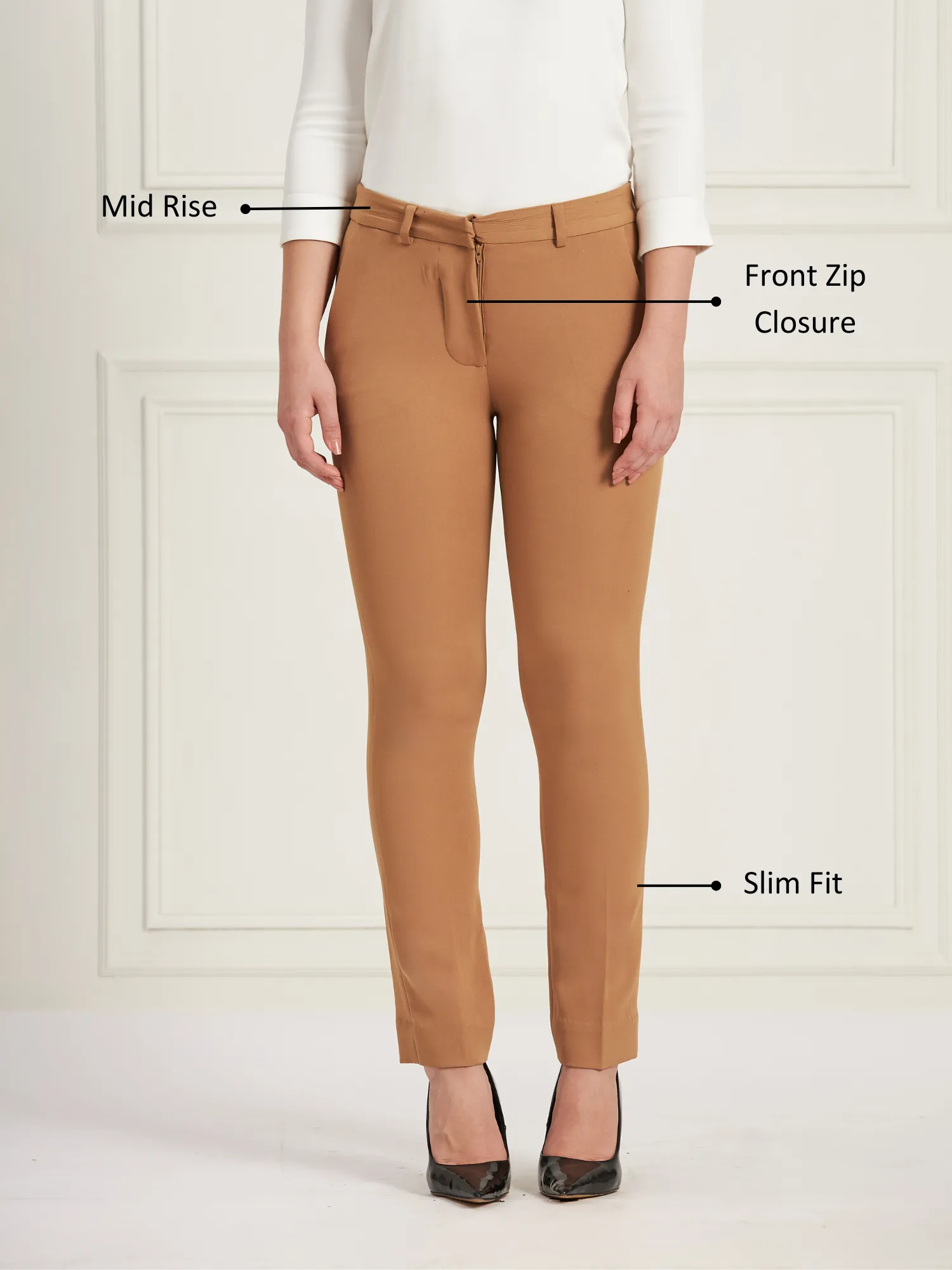 Earnest Mid Rise Slim Pants-Beige sold by Salt Attire product image thumbnail 2