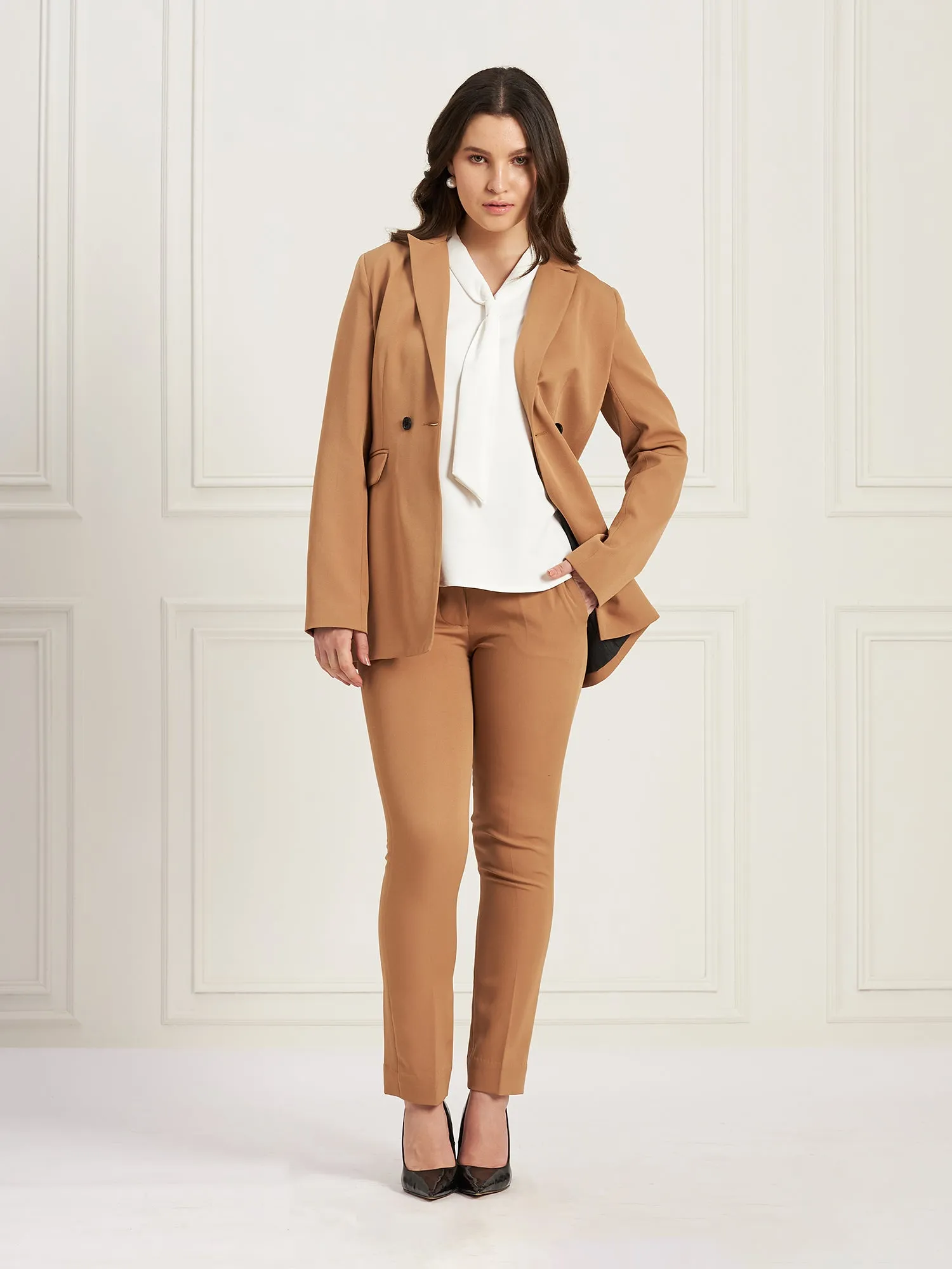 Earnest Mid Rise Slim Pants-Beige sold by Salt Attire product image thumbnail 4