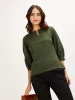 Iridium Puffed Sleeves Top-Olive sold by Salt Attire