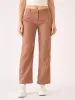 Tirana Striped Mid Rise Straight Trousers-Brown/White sold by Salt Attire