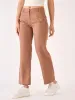Tirana Striped Mid Rise Straight Trousers-Brown/White sold by Salt Attire