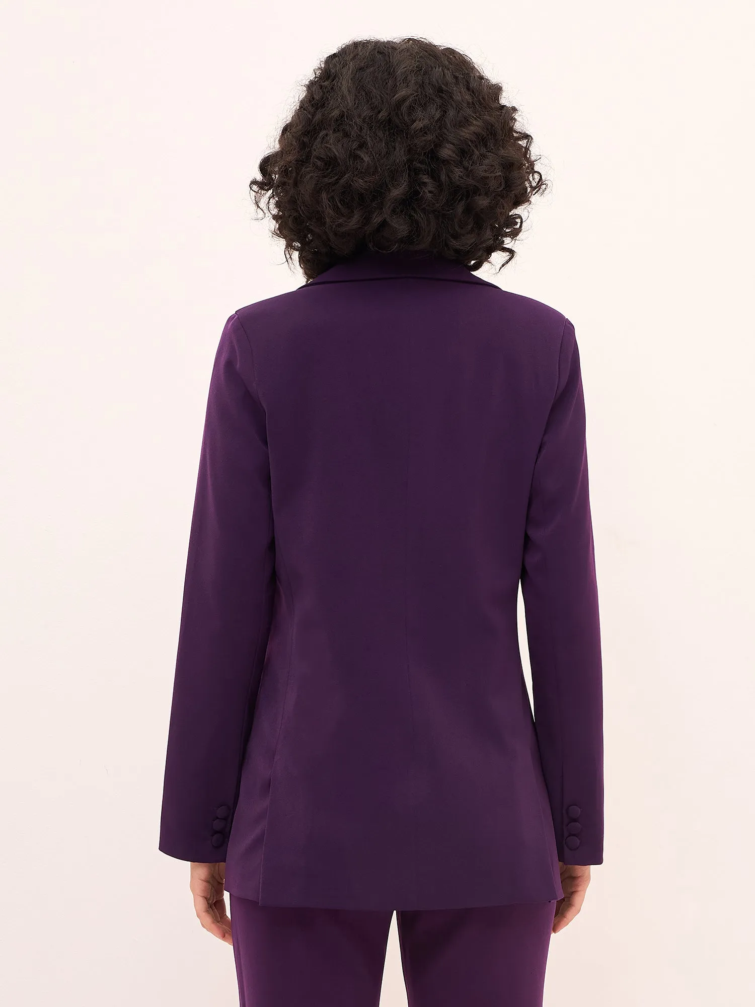 Meryl Asymmetric Single Breasted Blazer-Purple sold by Salt Attire product image thumbnail 5