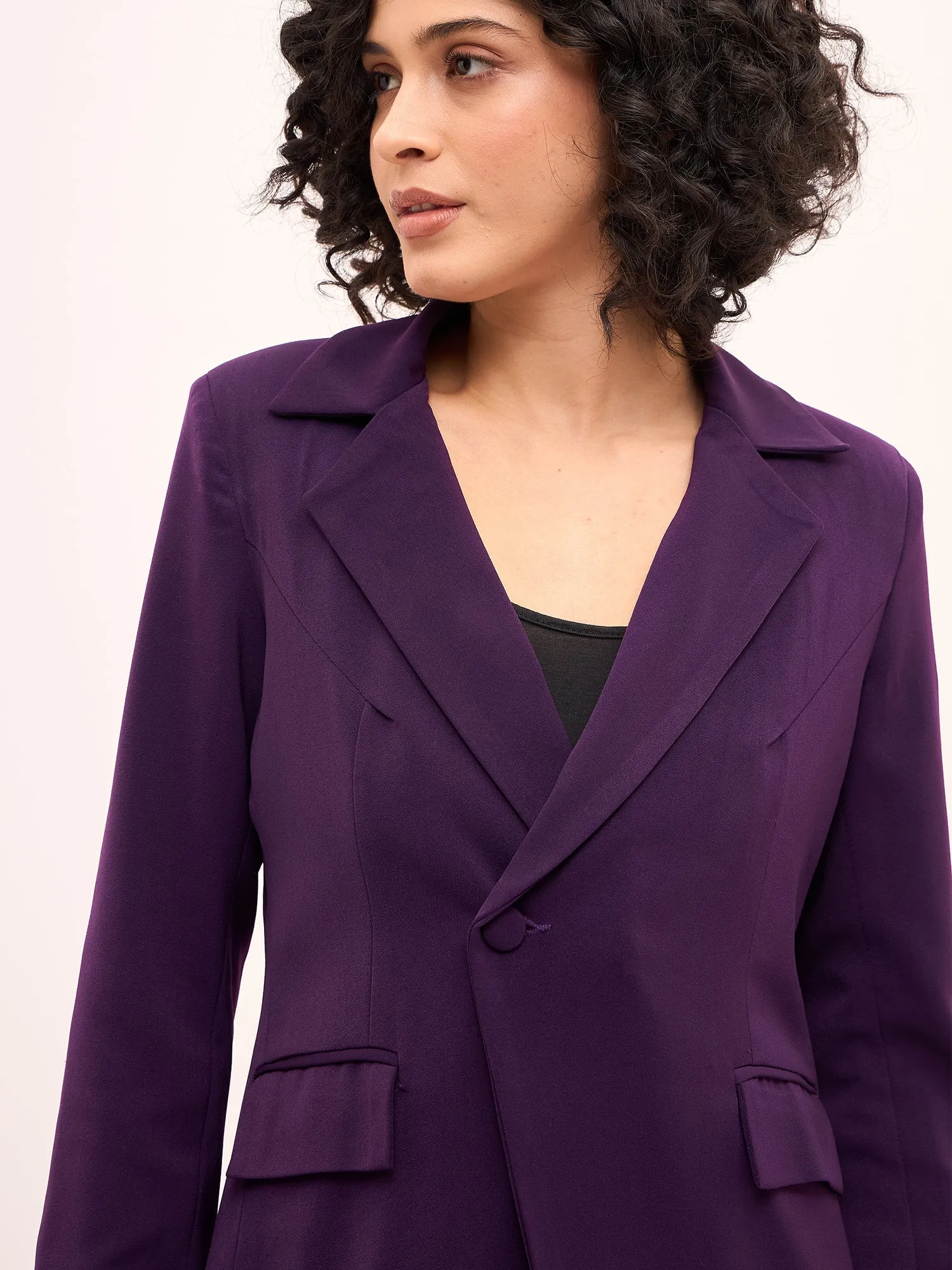 Meryl Asymmetric Single Breasted Blazer-Purple sold by Salt Attire product image thumbnail 2