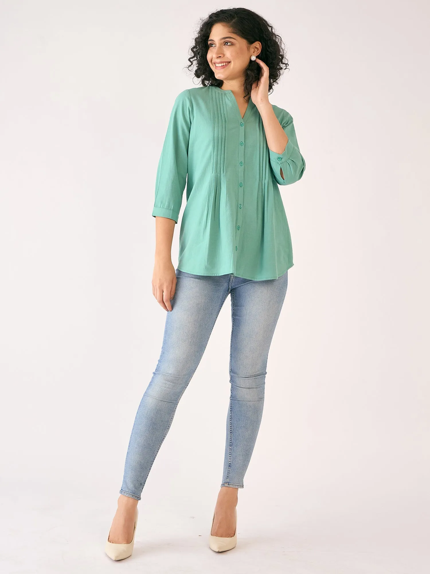 Latigo Bay Pintuck Detail Tunic-Aqua Blue sold by Salt Attire product image thumbnail 4
