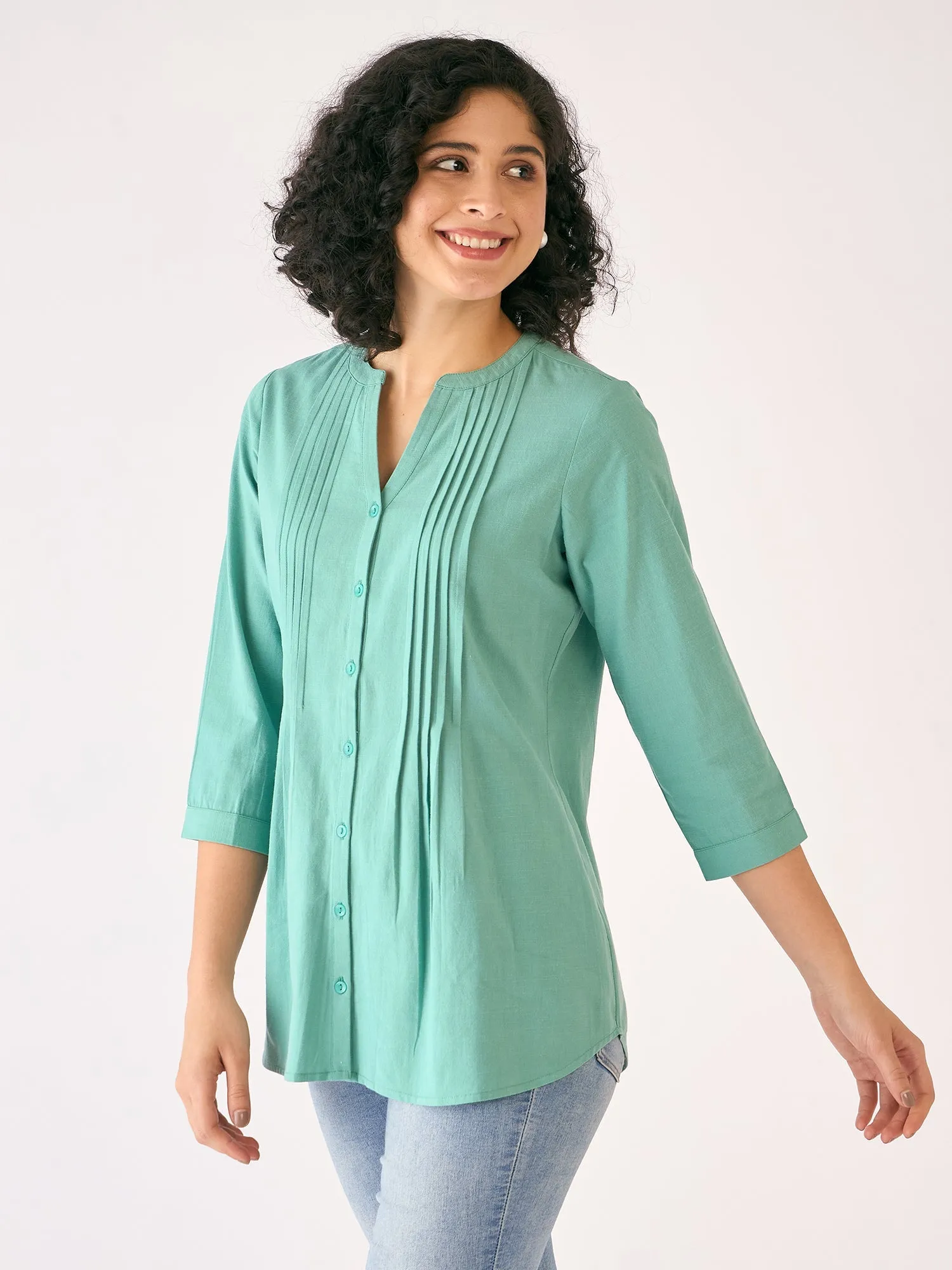 Latigo Bay Pintuck Detail Tunic-Aqua Blue sold by Salt Attire product image thumbnail 2
