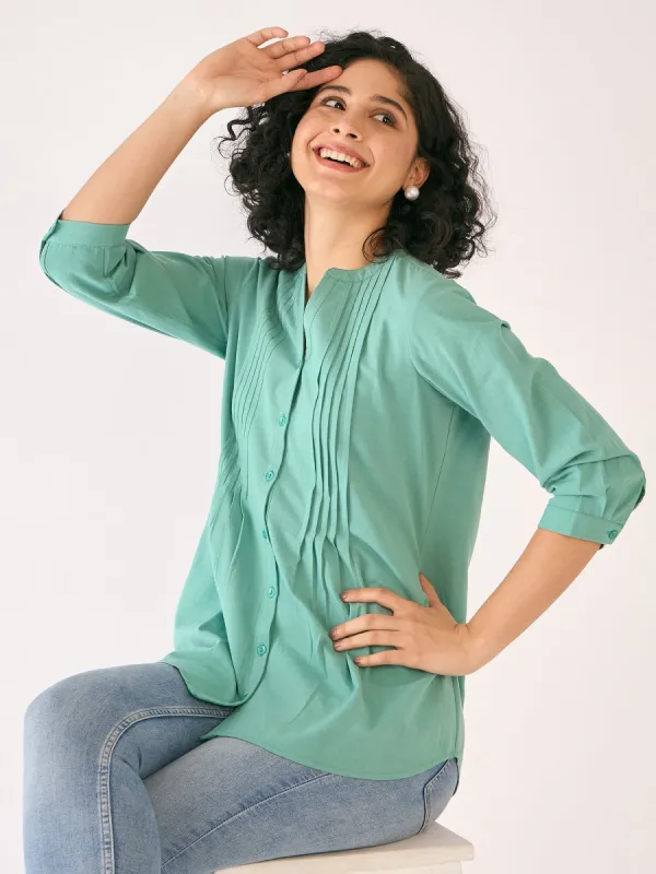 Latigo Bay Pintuck Detail Tunic-Aqua Blue sold by Salt Attire