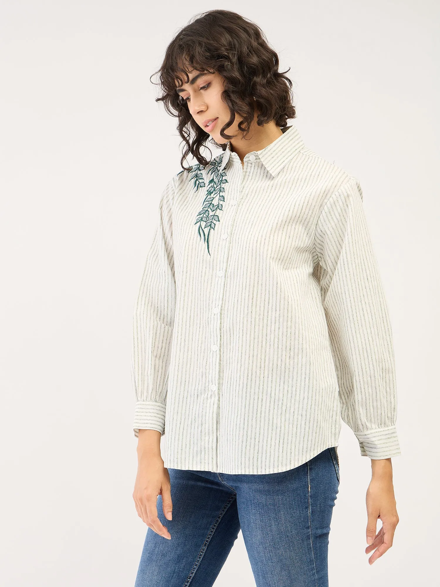 Dewkist Striped Button Down Shirt-Grey/White sold by Salt Attire product image thumbnail 4