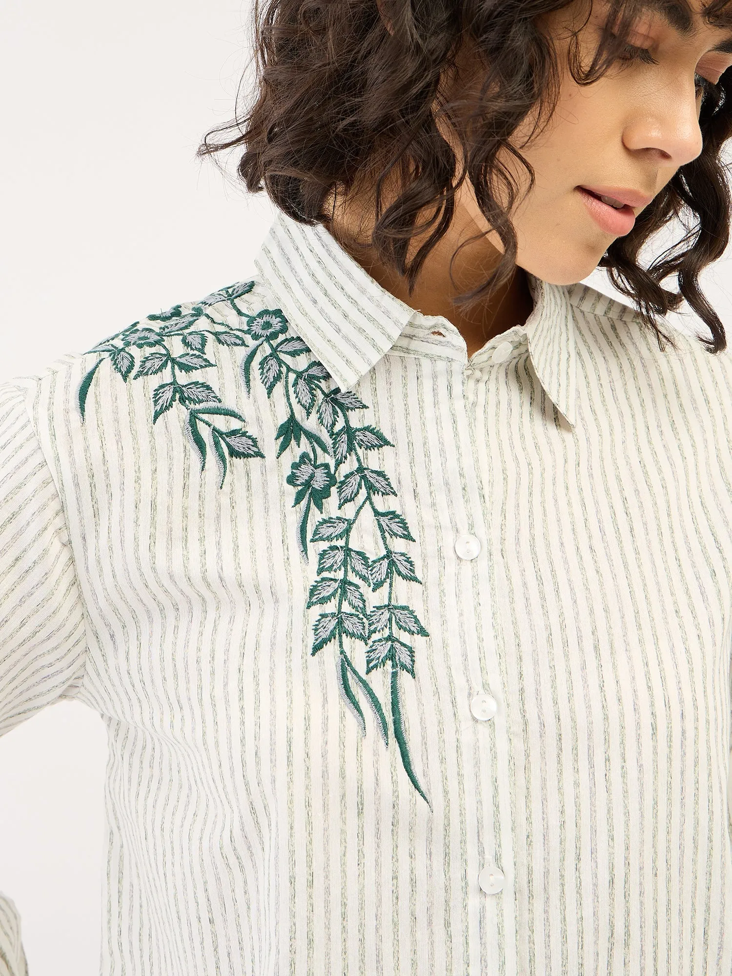 Dewkist Striped Button Down Shirt-Grey/White sold by Salt Attire product image thumbnail 5