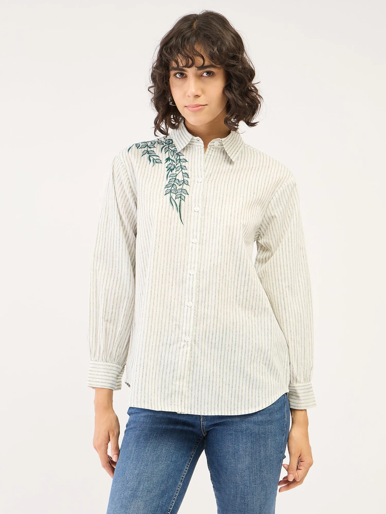 Dewkist Striped Button Down Shirt-Grey/White sold by Salt Attire product image thumbnail 2