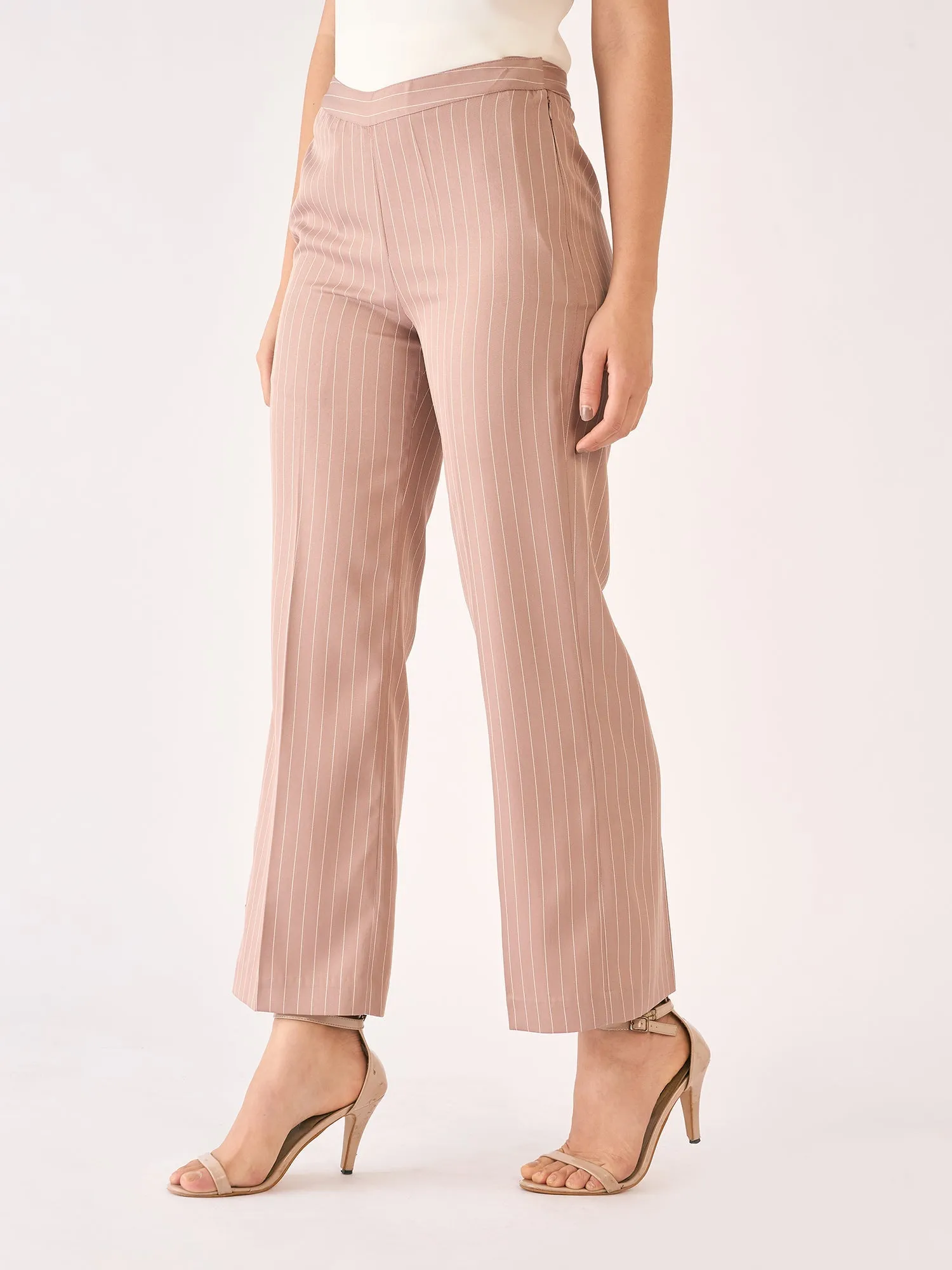 Liberal Striped Formal Side Zip Pant-Cedar/White sold by Salt Attire