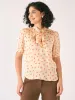 Celestia Polka Neck Tie Top-White/Orange sold by Salt Attire