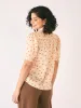Celestia Polka Neck Tie Top-White/Orange sold by Salt Attire