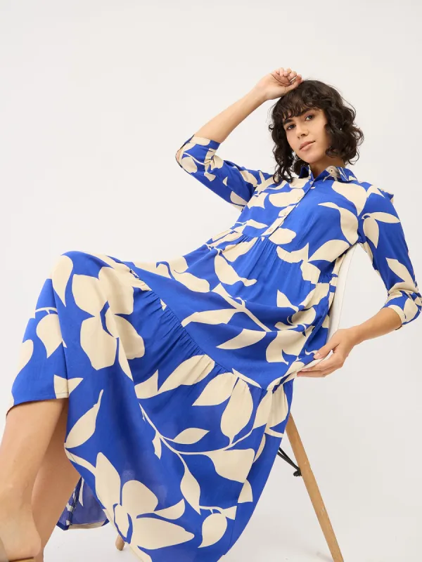 Bluebell Floral Tiered Dress-Blue & White sold by Salt Attire