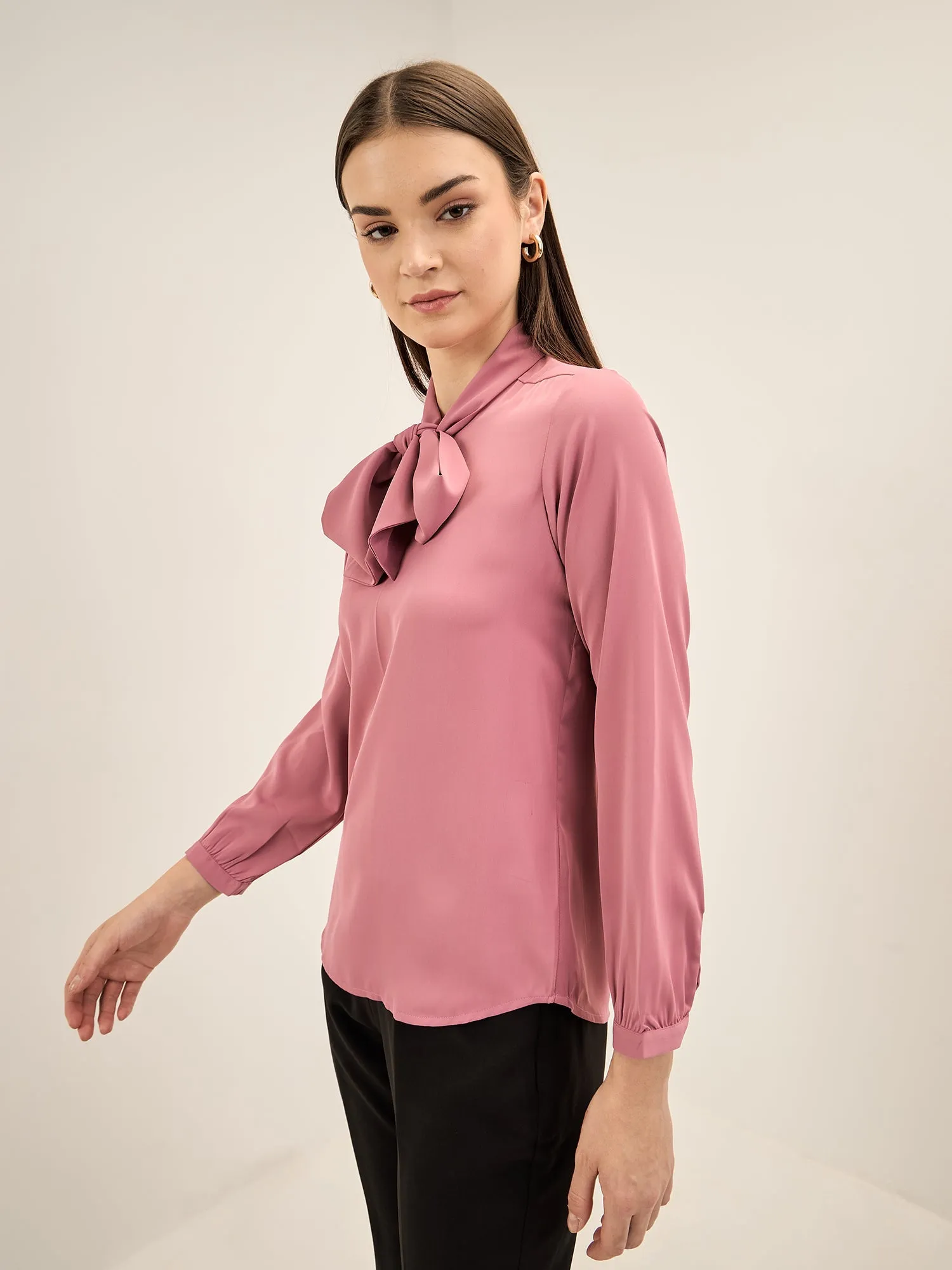 Strawberry Sangria Neck Tie Top-Mauve-Pink sold by Salt Attire product image thumbnail 4