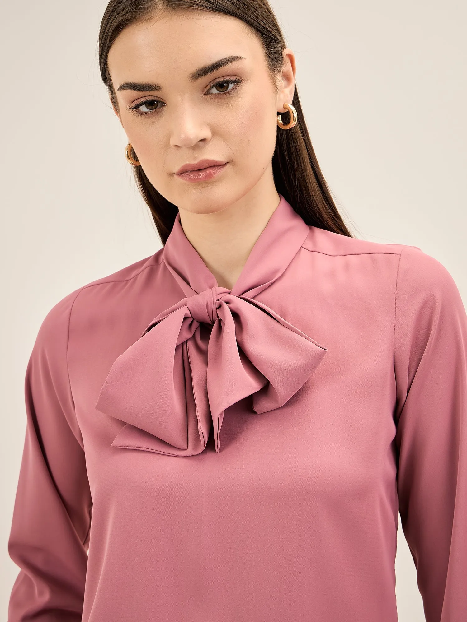 Strawberry Sangria Neck Tie Top-Mauve-Pink sold by Salt Attire product image thumbnail 2