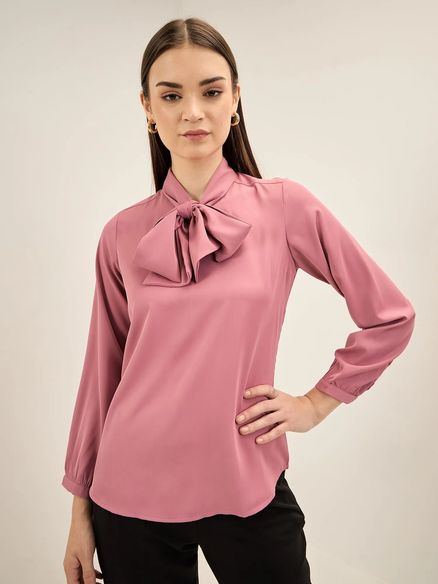 Strawberry Sangria Neck Tie Top-Mauve-Pink sold by Salt Attire product image thumbnail 5