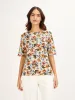 Bliss Tee Floral Boat Neck T-Shirt-Multicolor sold by Salt Attire