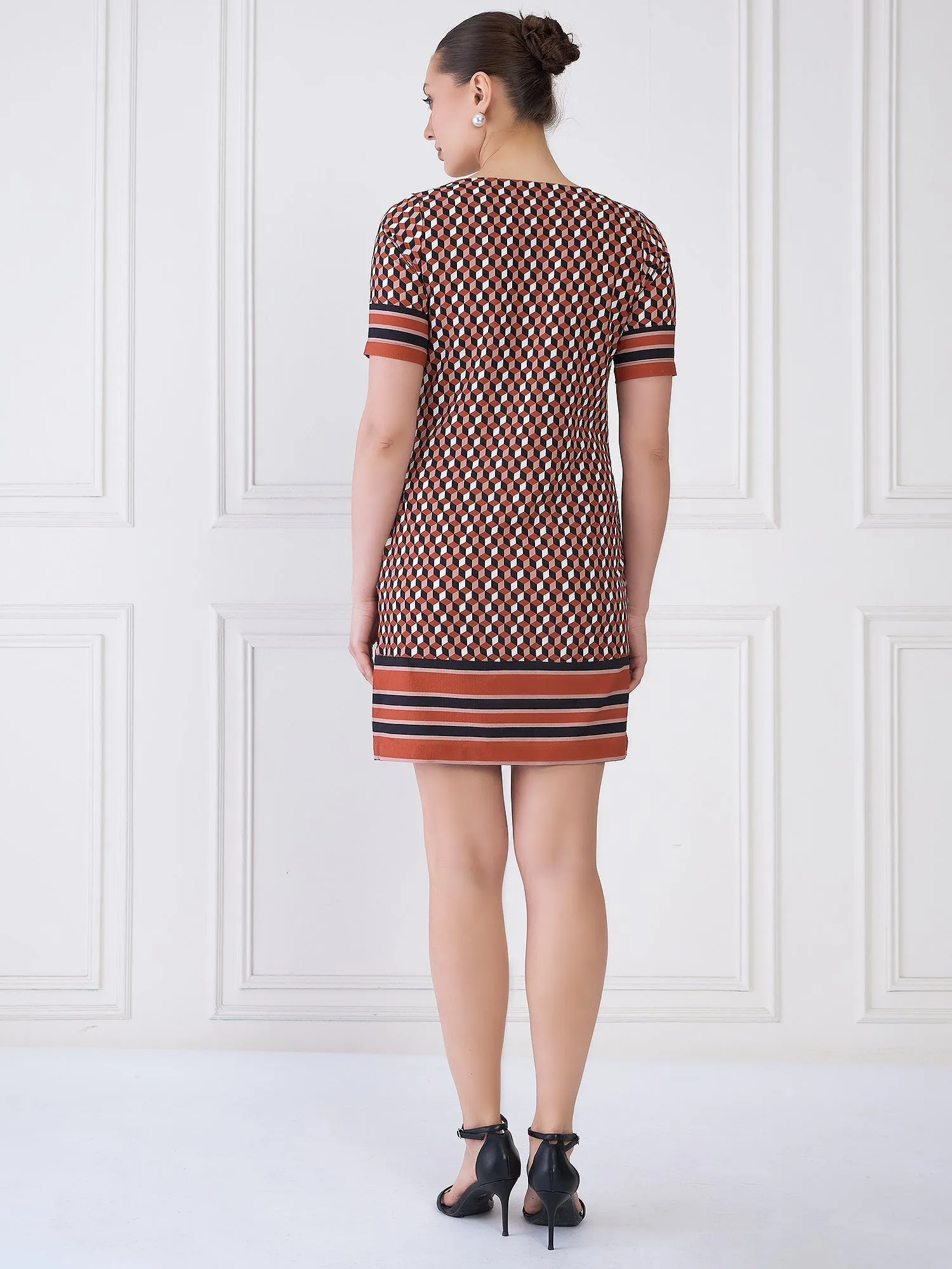 Terra Geometric Shift Dress - Multicolor sold by Salt Attire product image thumbnail 3