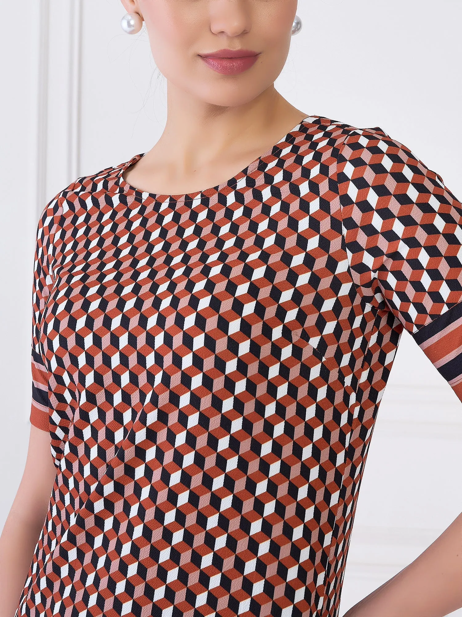 Terra Geometric Shift Dress - Multicolor sold by Salt Attire product image thumbnail 4