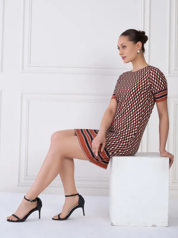 Terra Geometric Shift Dress - Multicolor sold by Salt Attire
