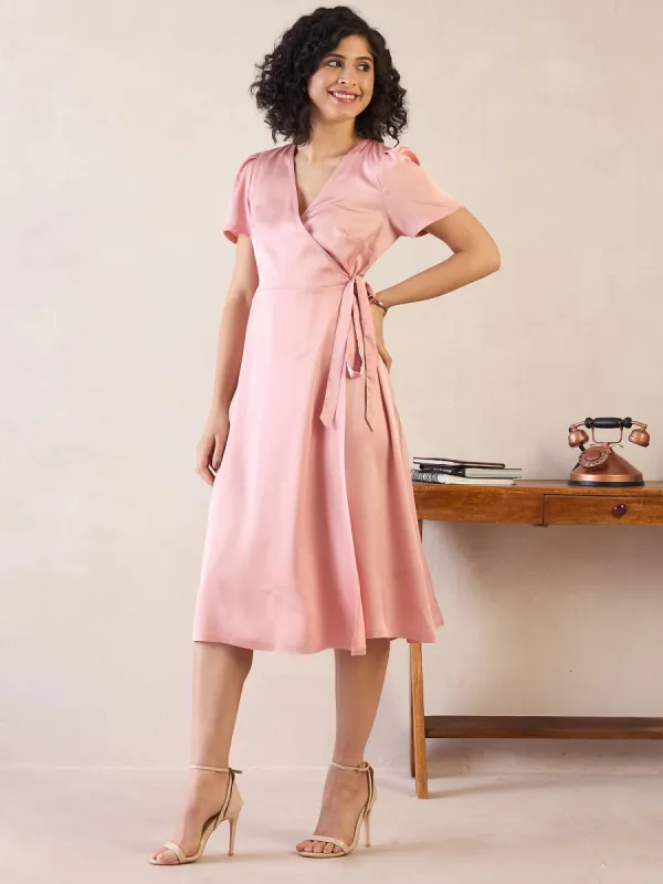 Starla Wrap Dress - Pink sold by Salt Attire