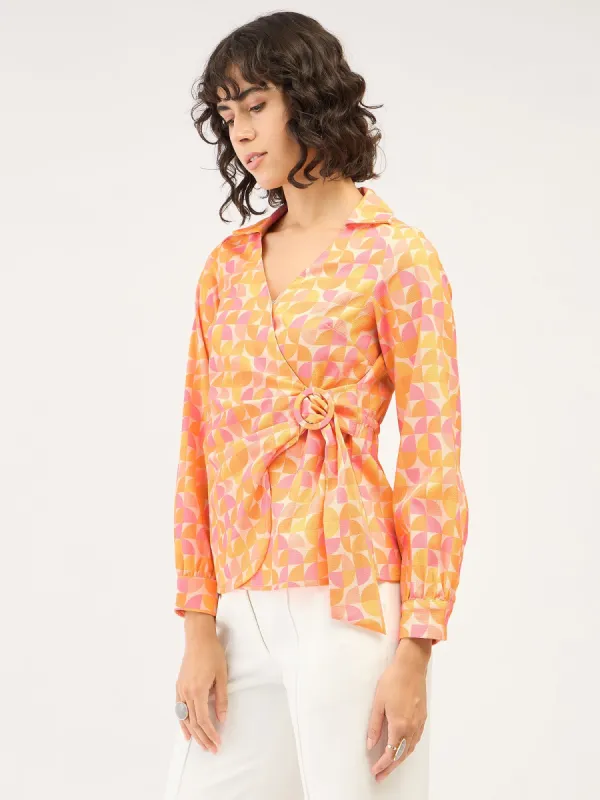 Montage Geometric Wrap Top - Multicolor sold by Salt Attire