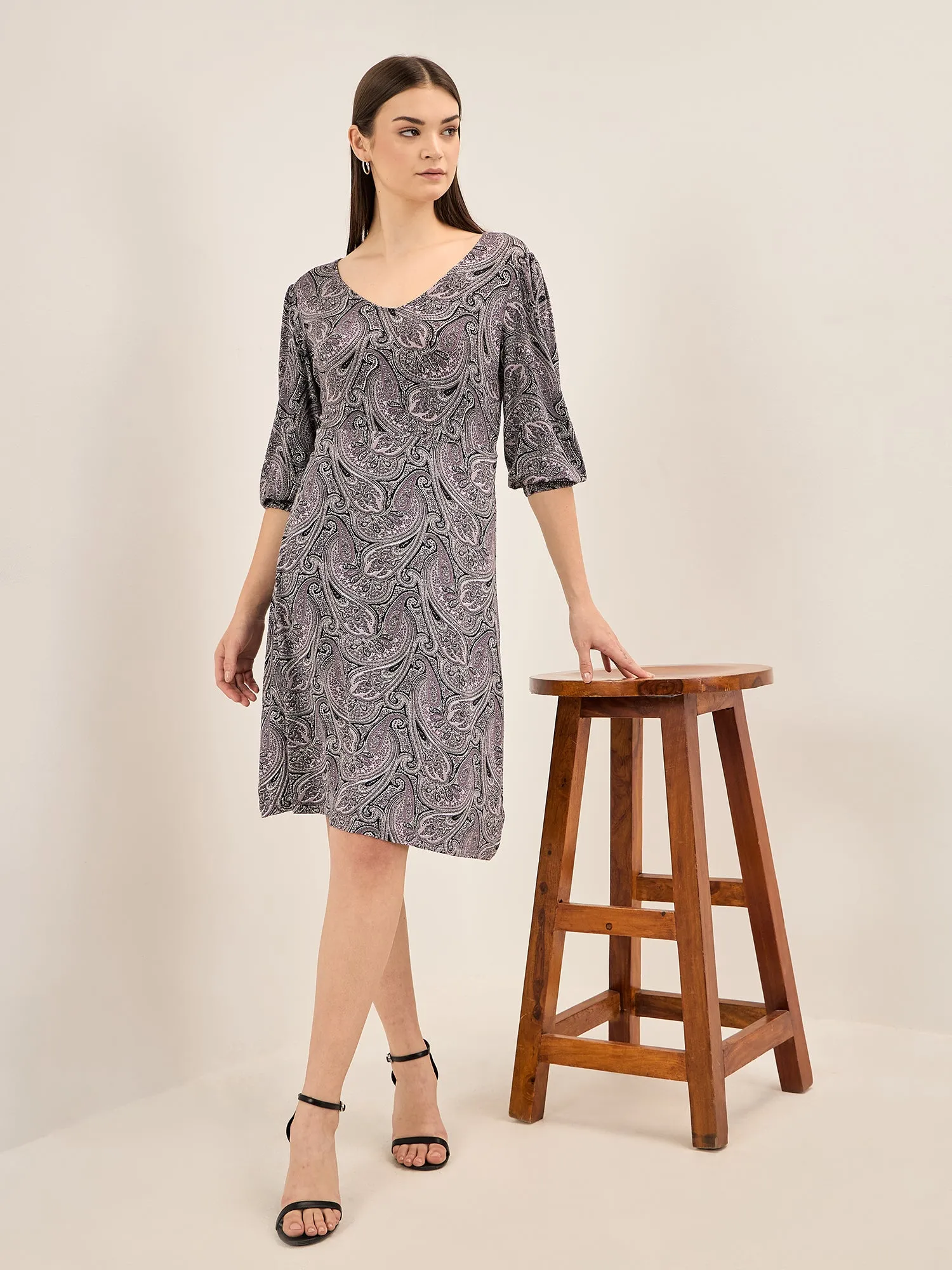 Persia Paisley Fit and Flared Dress - Multicolor sold by Salt Attire product image thumbnail 5