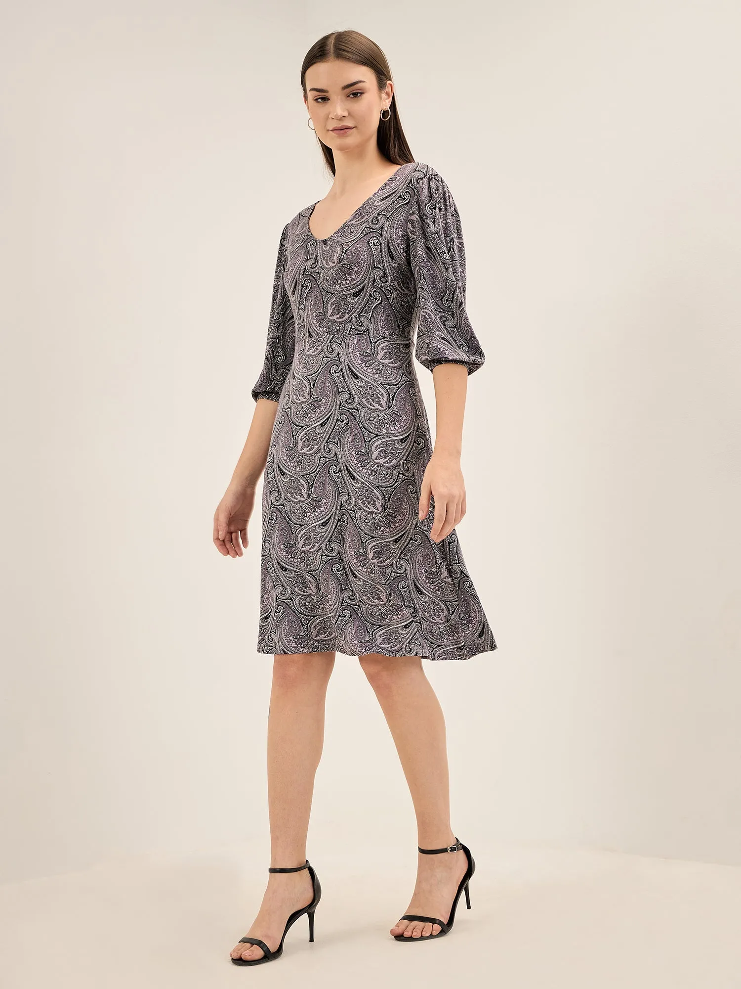 Persia Paisley Fit and Flared Dress - Multicolor sold by Salt Attire product image thumbnail 3