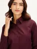 Perfect-Plum Princess Seam Contrast Detail Shirt - Plum sold by Salt Attire