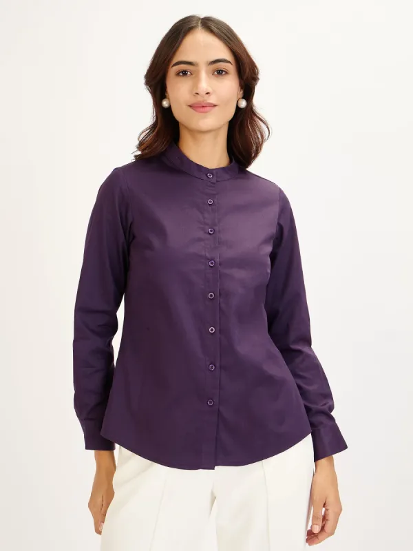 Melita-Purple Mandarin Shirt - Purple sold by Salt Attire