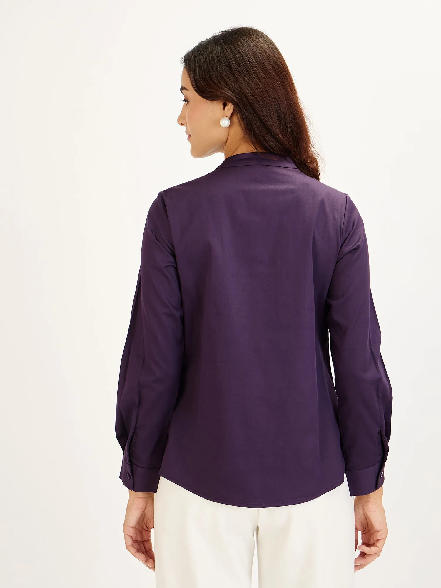 Melita-Purple Mandarin Shirt - Purple sold by Salt Attire product image thumbnail 5