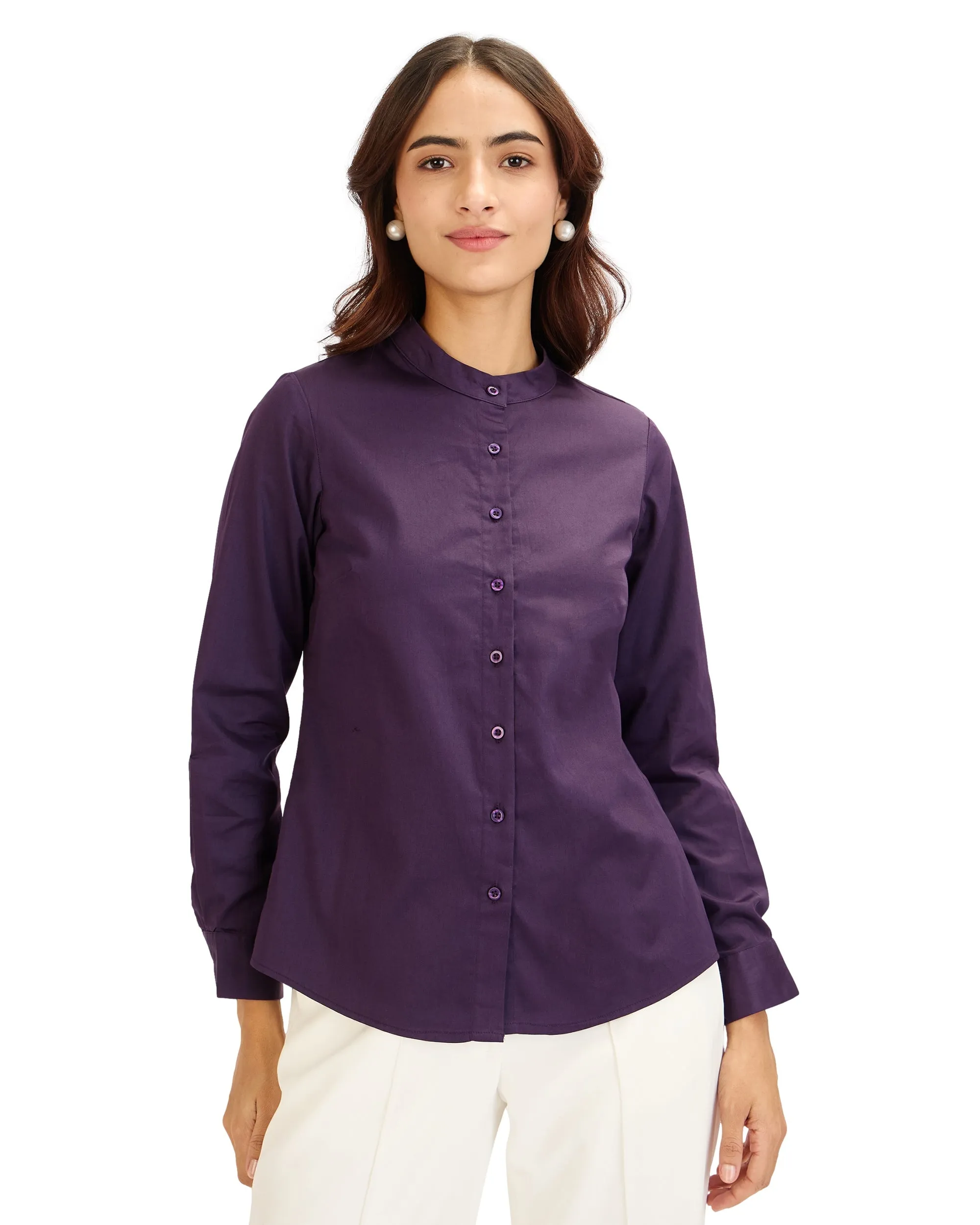 Melita-Purple Mandarin Shirt - Purple sold by Salt Attire product image thumbnail 3