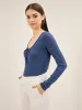 Kira Faux Tie Up Rib Knit Top - Blue sold by Salt Attire