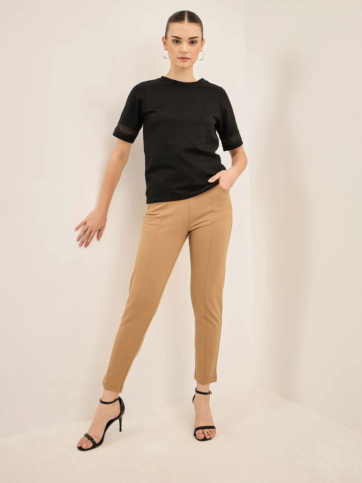 Flex-Camel Pull On Slim Jeggings - Camel sold by Salt Attire product image thumbnail 2