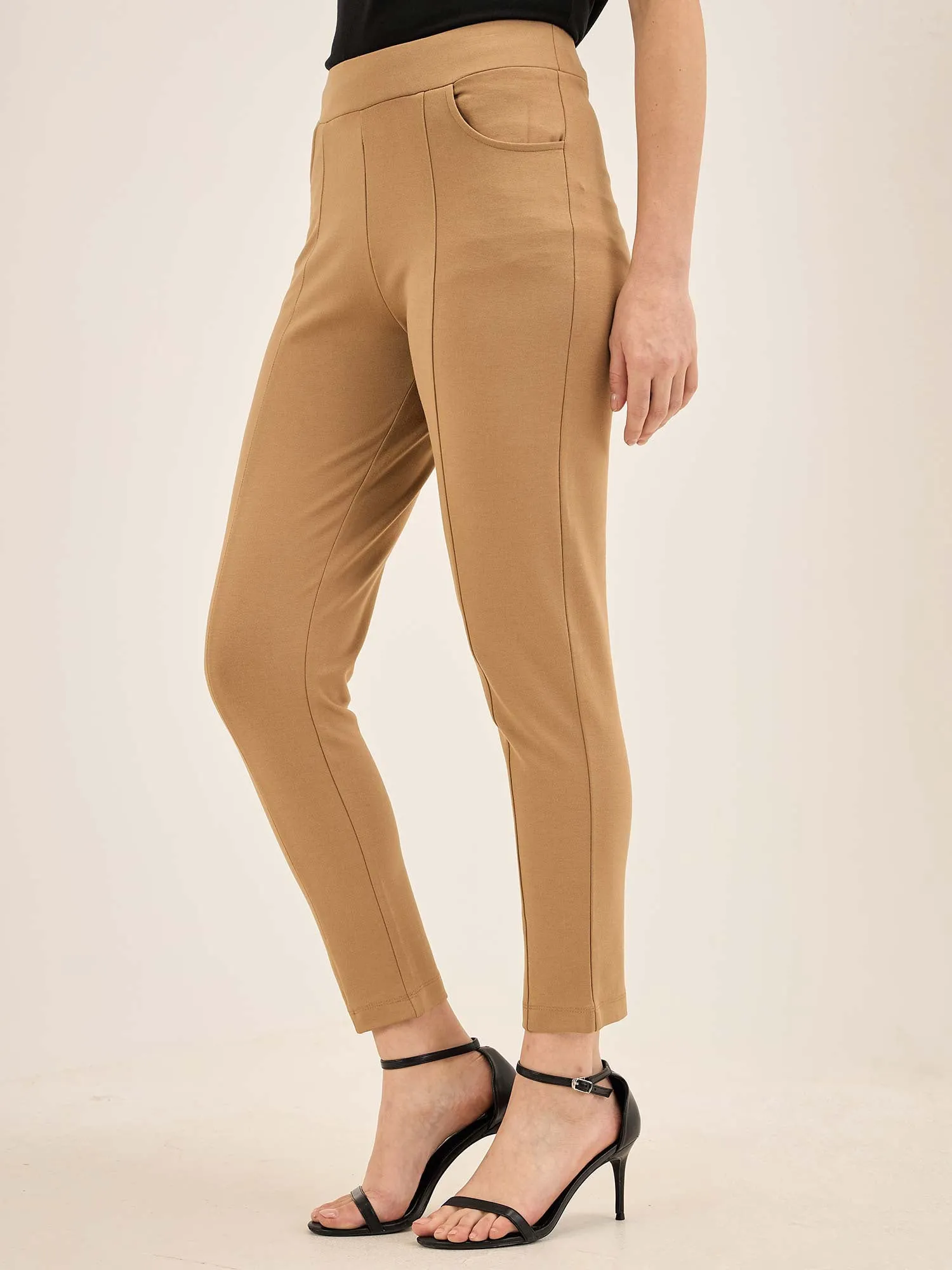 Flex-Camel Pull On Slim Jeggings - Camel sold by Salt Attire product image thumbnail 4