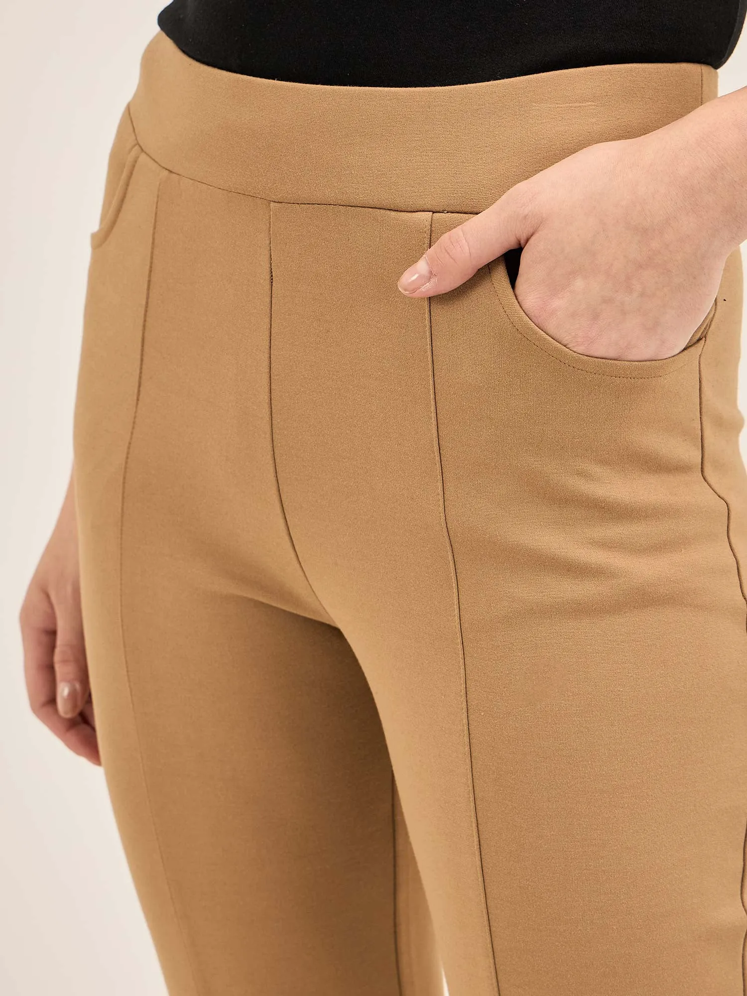 Flex-Camel Pull On Slim Jeggings - Camel sold by Salt Attire product image thumbnail 5