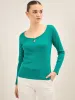 Everly-Green Keyhole Detail Rib Knit Top - Green sold by Salt Attire