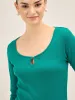 Everly-Green Keyhole Detail Rib Knit Top - Green sold by Salt Attire