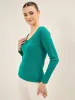 Everly-Green Keyhole Detail Rib Knit Top - Green sold by Salt Attire