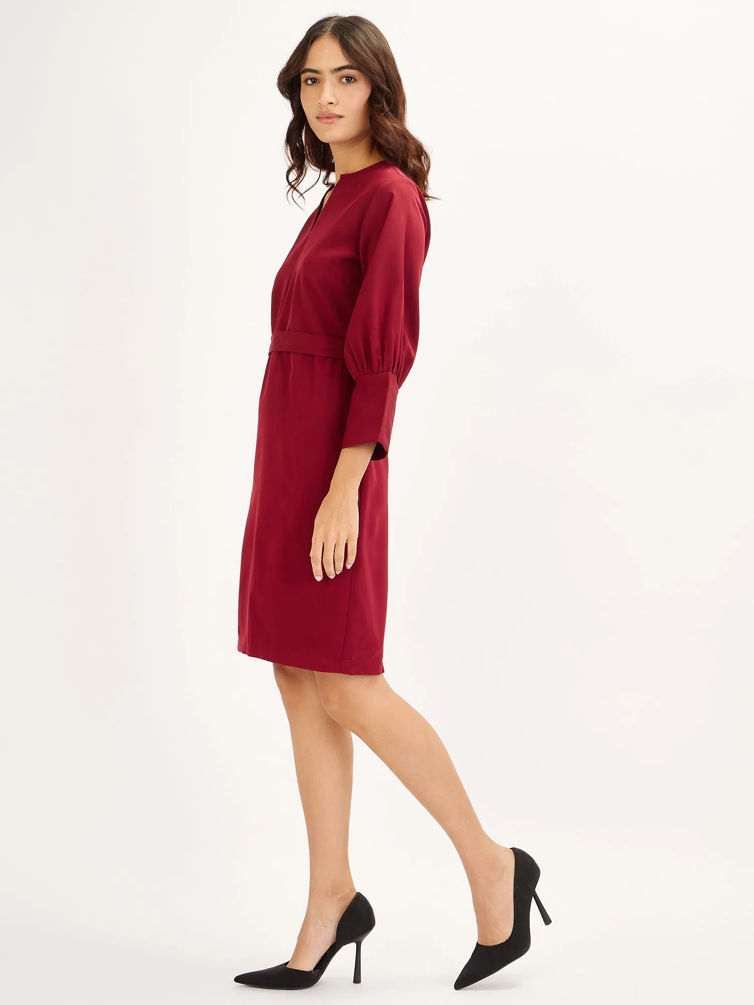 Cardamom Sheath Dress - Maroon sold by Salt Attire product image thumbnail 2
