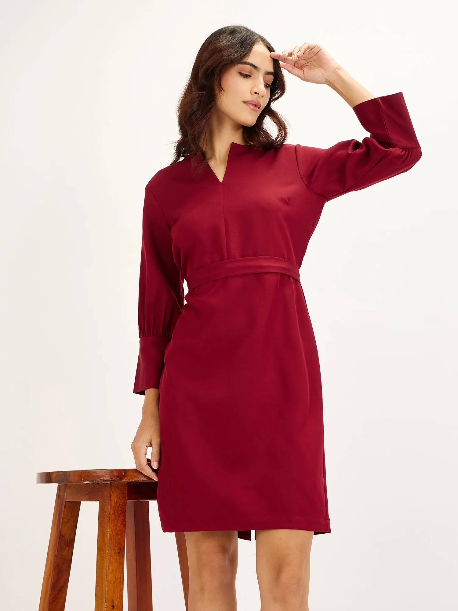 Cardamom Sheath Dress - Maroon sold by Salt Attire product image thumbnail 3