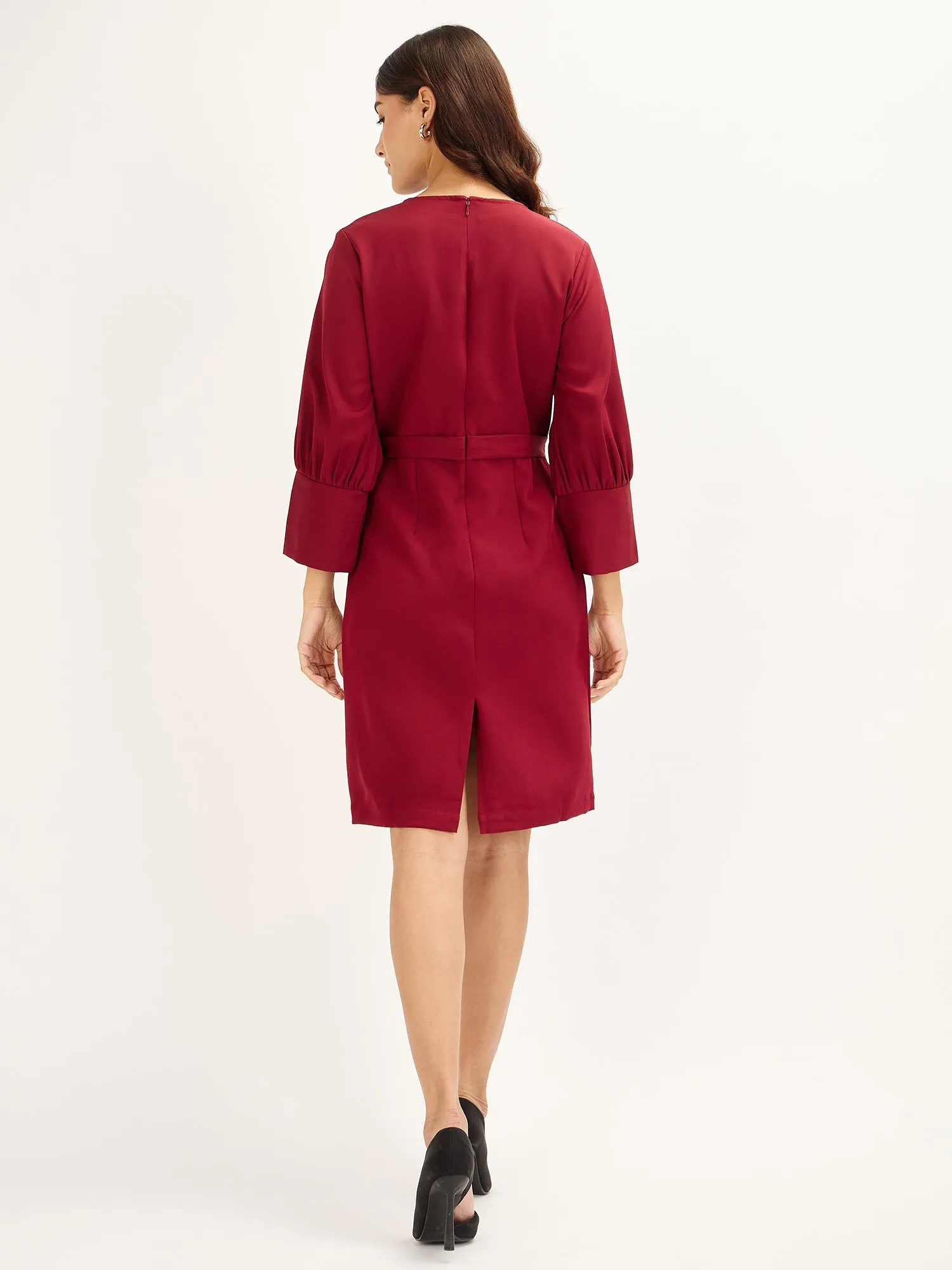Cardamom Sheath Dress - Maroon sold by Salt Attire product image thumbnail 5