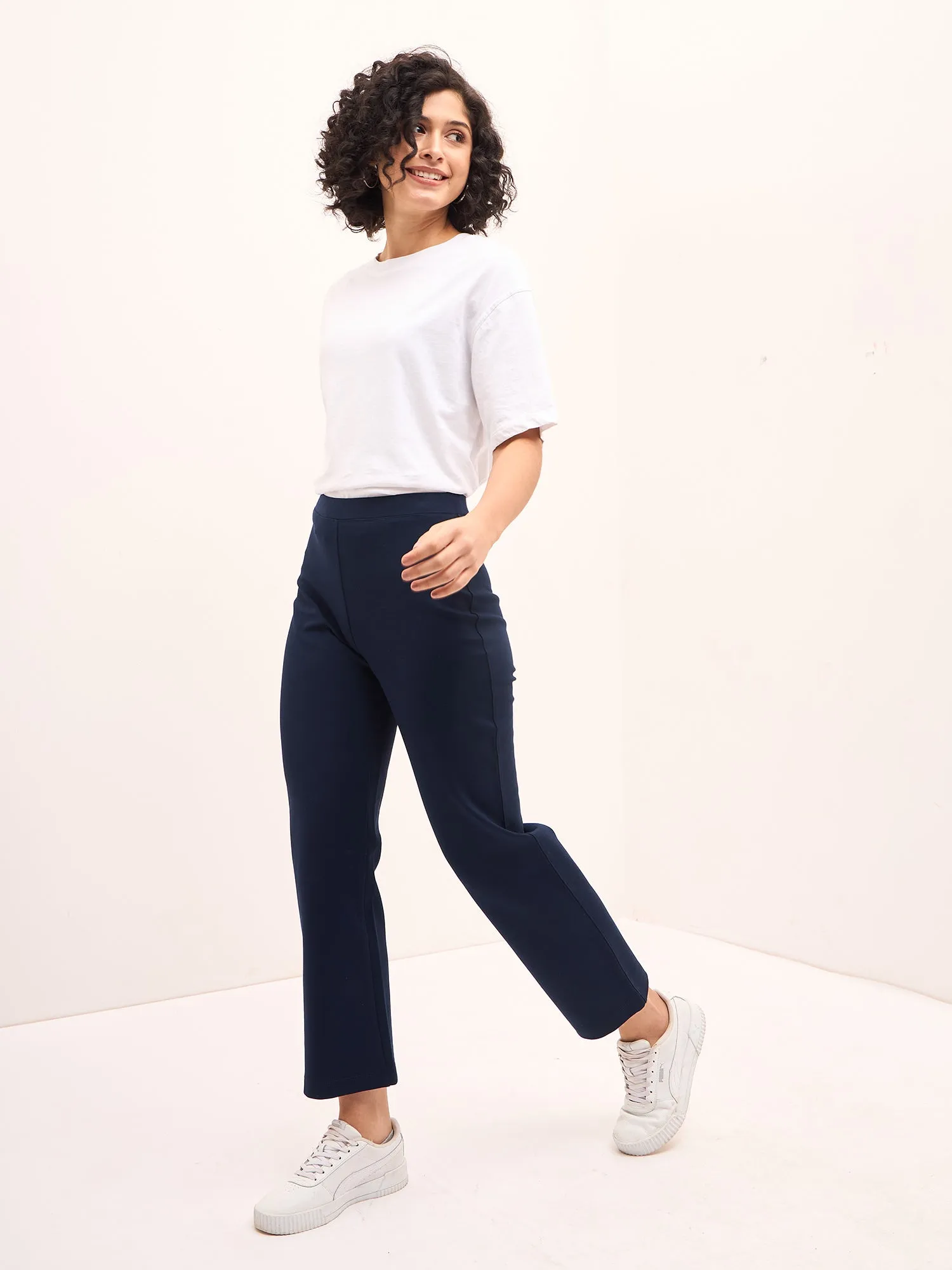 Airy-Navy Pull On Straight Jeggings - Navy sold by Salt Attire