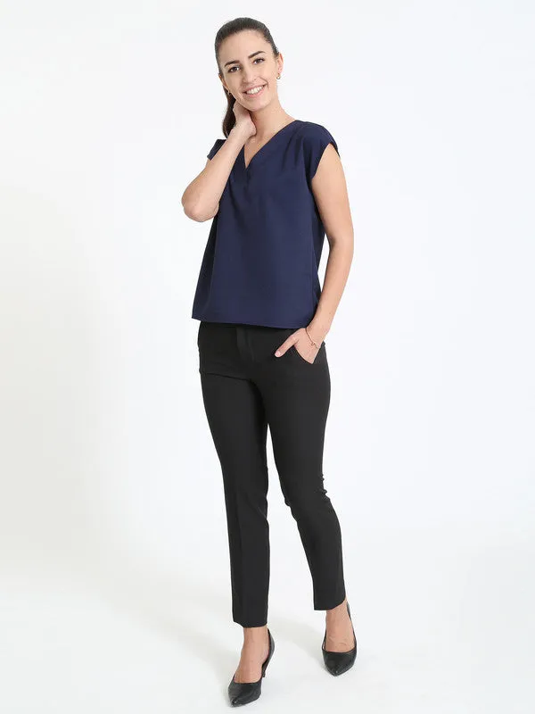 Passionate V - Neck Drop Shoulder Top - Navy sold by Salt Attire product image thumbnail 4