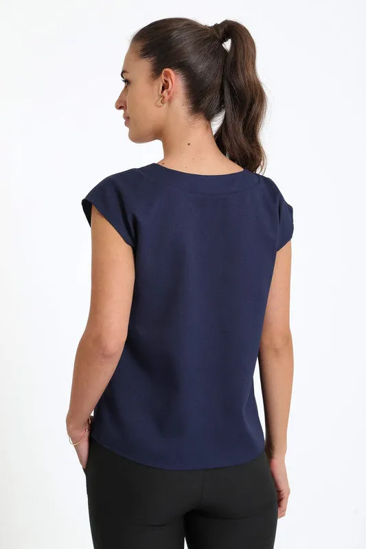 Passionate V - Neck Drop Shoulder Top - Navy sold by Salt Attire product image thumbnail 5
