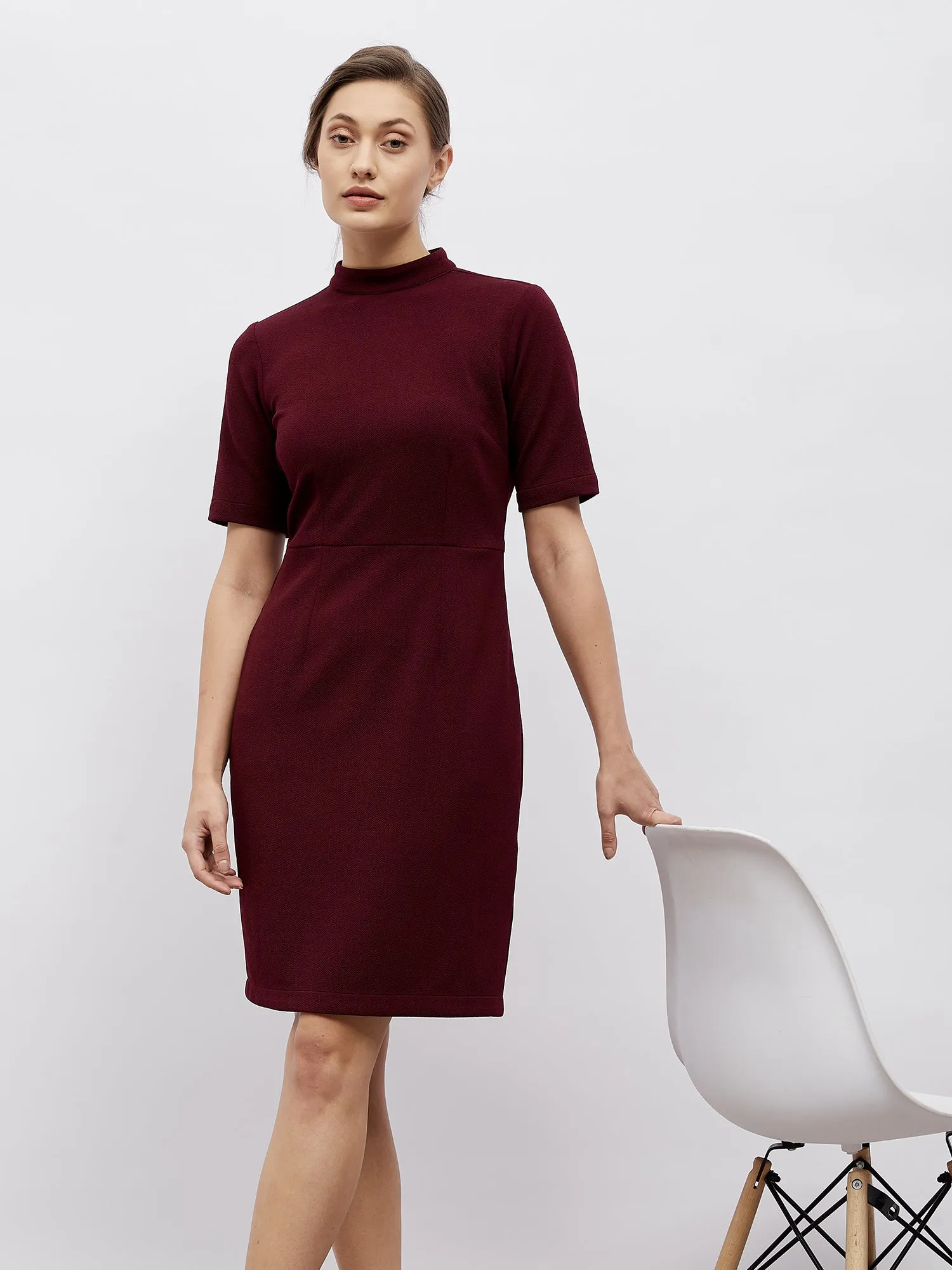 Nutmeg Fall-Winter High Neck Dress - Brown sold by Salt Attire product image thumbnail 3