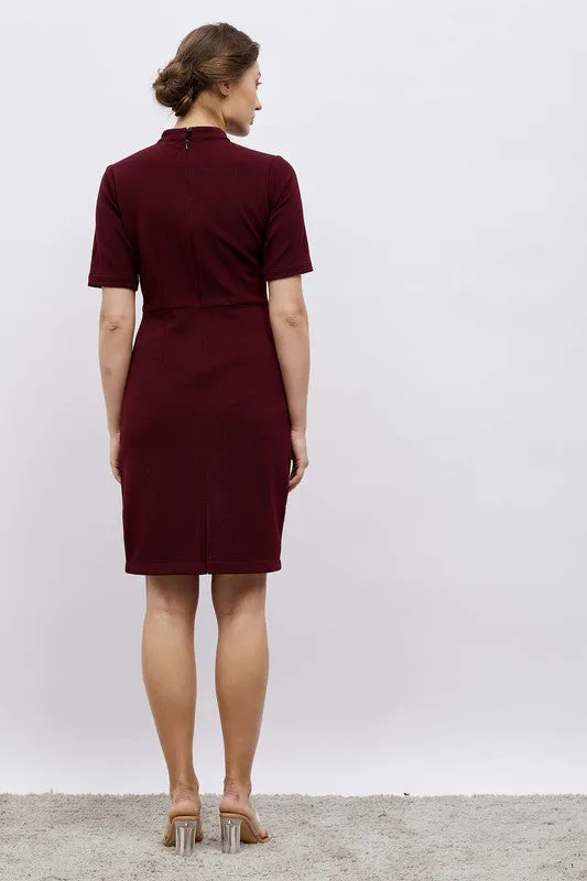 Nutmeg Fall-Winter High Neck Dress - Brown sold by Salt Attire product image thumbnail 5