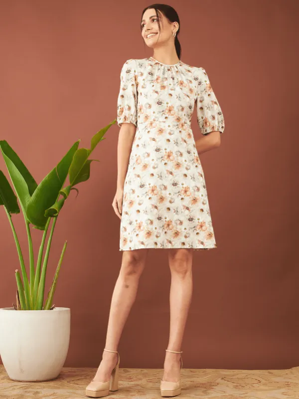 Barcelona Floral Fit and Flared Dress - Multicolor sold by Salt Attire